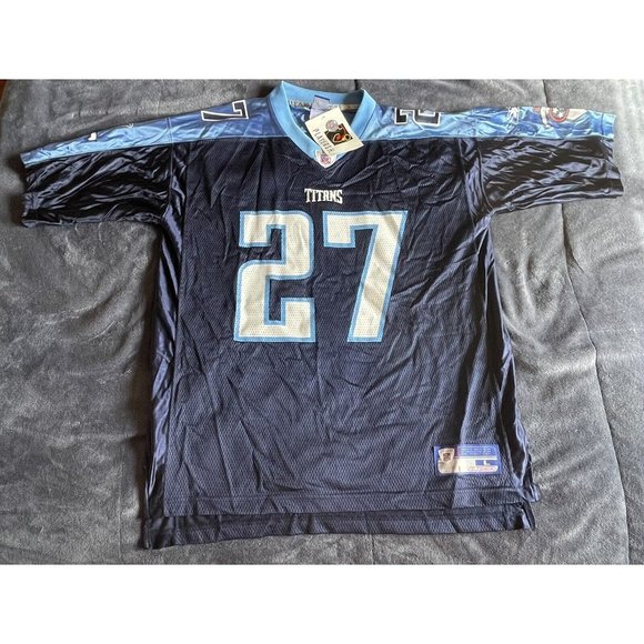 EDDIE GEORGE Tennessee TITANS Football REEBOK Replica LARGE Jersey NEW Blue NFL - Picture 1 of 6